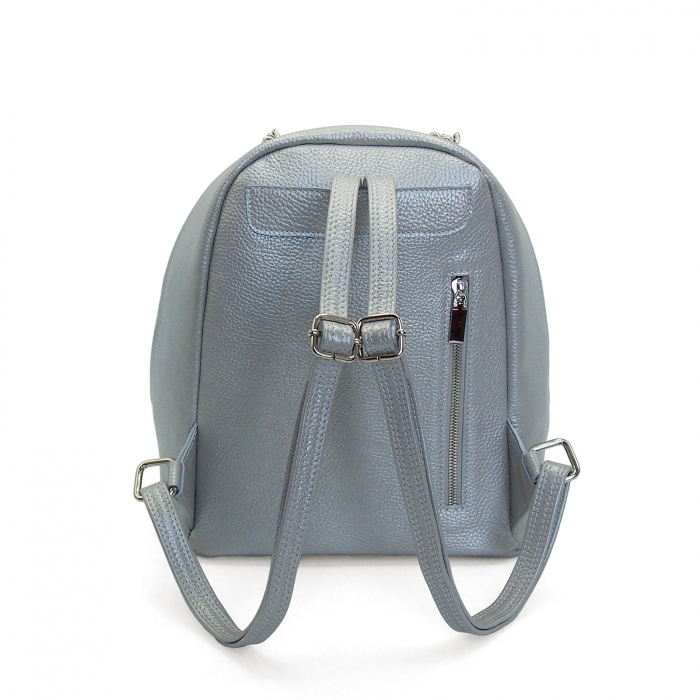 Rucsac din piele naturala cu print digital, Colloris, RD-01 Cal 01-B, Alb [2]