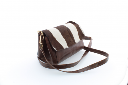 Poșetă din piele naturală și blană naturală, M20 mini Savannah Stripe 1 [1]