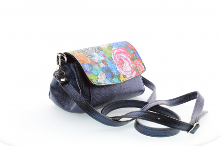 Poșetă din piele naturală cu print digital, M20 mini_Bleomarin flower1 [1]