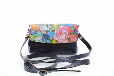 Posete casual - Poșetă din piele naturală cu print digital, M20 mini_Bleomarin flower1