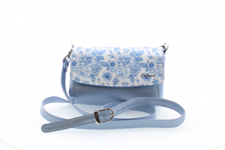 Posete casual - Poșetă din piele naturală cu print digital, M20 mini_Blue Blossom