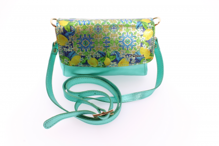 Posete casual - Poșetă din piele naturală cu print digital, m20_mini_colloris_print_piele_aur_bela_tascana_green