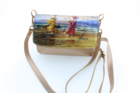 Posete casual - Poșetă din piele naturală cu print digital, m20_mini_colloris_print_piele_aur_dame_la_mare