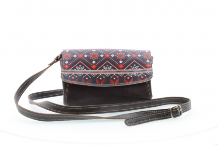 Posete casual - Poseta din piele naturala cu print digital, M20 mini Etnic28
