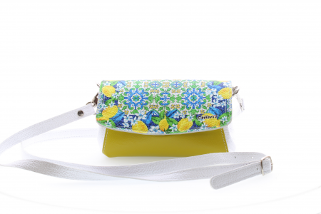 Posete casual - Poseta din piele naturala cu print digital, M20 mini Lemon green Toscano