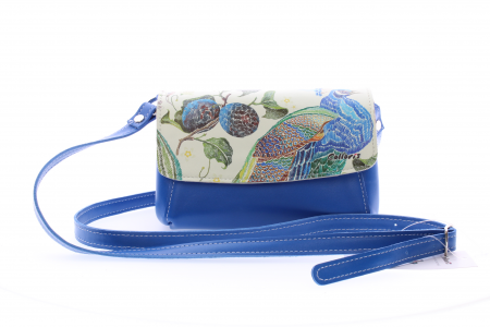 Posete casual - Poseta din piele naturala cu print digital, M20 mini Paun1