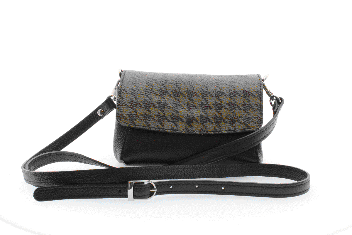 Poșetă din piele naturală cu print digital, m20 mini_Houndstooth Chic [4]