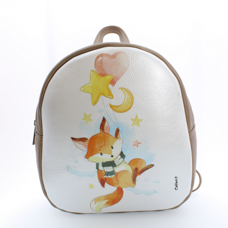 Rucsac - Rucsac personalizat cu print digital din piele naturala Baby3+ - Vulpita