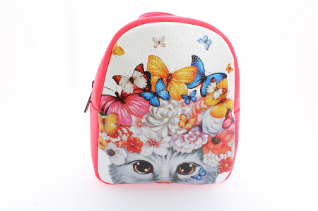 Rucsac - Rucsac Minion personalizat cu print digital din piele naturala - Pisicuta colorata