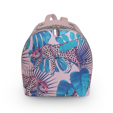 Genti - Rucsac din piele naturala cu print digital, RD-01 Tropical 01