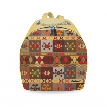 Genti - Rucsac din piele naturala, RD-01 Etnic 06, Galben