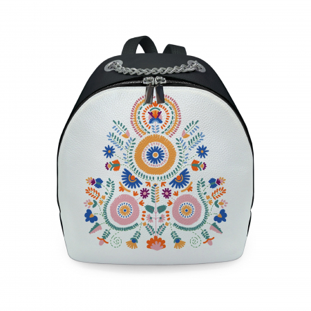 Genti - Rucsac din piele naturala, RD-01 Etnic 13-B, Negru