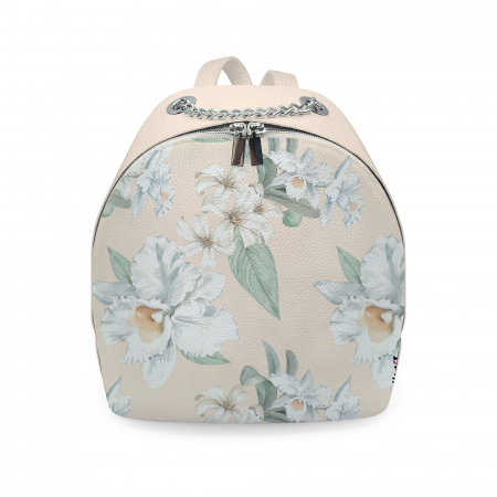 Genti - Rucsac din piele naturala, RD-01 Flori 23, Nude