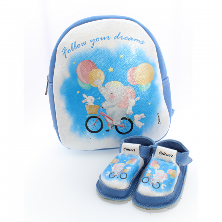 Seturi - Set incaltaminte si rucsac Baby3 pentru copii din piele naturala personalizat cu print digital (exemplu)