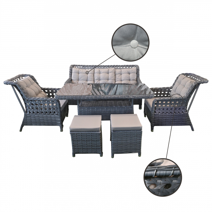 SET MOBILIER TERASA SI GRADINA RATAN NIRVANA 7 LOCURI [7]
