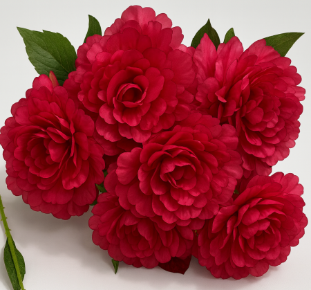 Flori - BUCHET 7 BUJORI 6 frunze Q12 CM/ H42 CM