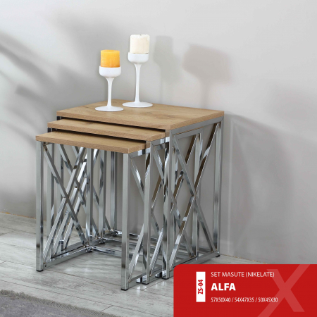 Mobilier modular - Set masute nichelate Alfa