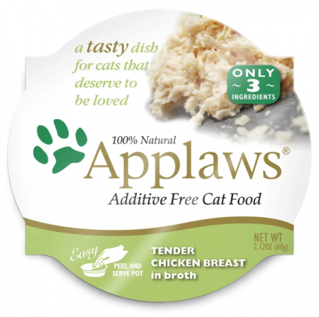 PISICI - APPLAWS 100% Natural, Bol Hrana Umeda Pisici, Piept De Pui Si Orez 60g