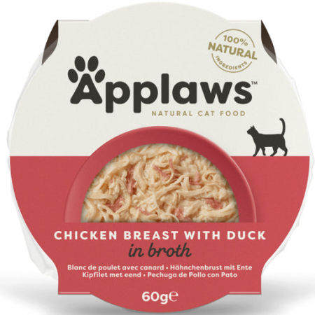 PISICI - APPLAWS 100% Natural, Bol Hrana Umeda Pisici, Piept de pui si Rata 60g