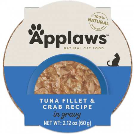 Pisica adulta - APPLAWS 100% Natural, Bol Hrana Umeda Pisici, Ton Si Crab 60g