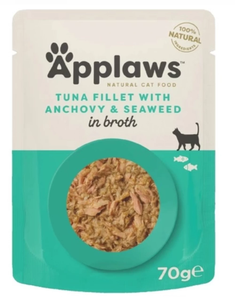 Pisica adulta - APPLAWS 100% Natural, Plic Hrana Umeda Pisici, Ton si Ansoa, 70g