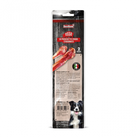 CAINI - BestBone, recompensa caini, 2 buc. os natural cu prosciutto crudo, 40-160g
