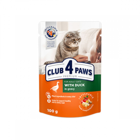 Hrana umeda pisici - CLUB 4 PAWS plic hrană umedă pisici, Rata (în sos), Premium,  100g