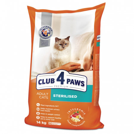 PISICI - Club 4 Paws Premium Hrana uscata pisici adulte, Sterilised, 14kg