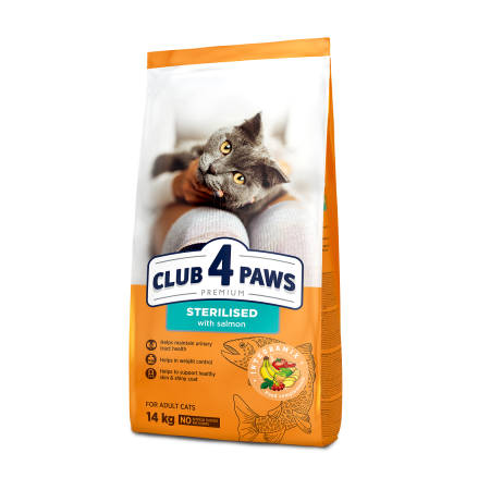 Hrana uscata pisici - Club 4 Paws Premium Hrana uscata pisici adulte, Sterilised, Somon, 14kg