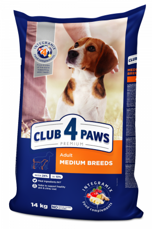 Caini Adulti - CLUB 4 PAWS Premium Medium Breeds, pui, hrană uscată câine adult, 14kg