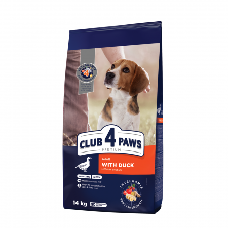 Caini Adulti - CLUB 4 PAWS Premium Medium Breeds, rata, hrană uscată câine adult, 14kg