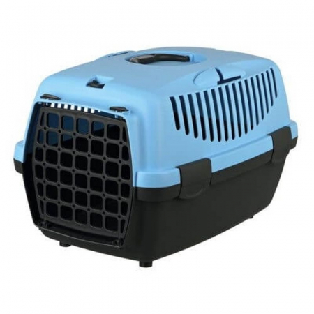 Accesorii caini - Cusca Transport Trixie, câini și pisici, max. 6kg, plastic, deschidere frontală, albastru-negru, 32x31x48 cm