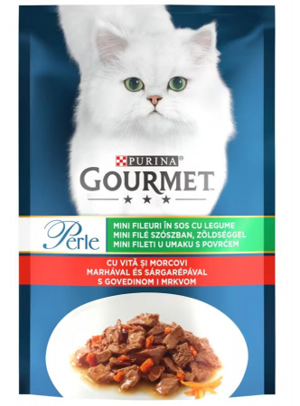 PISICI - Hrana umeda pentru pisici Purina Gourmet Perle, Vita si morcovi, in sos, 85 g