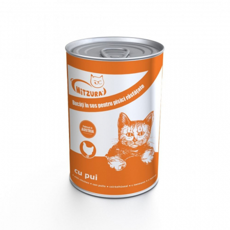 Pisica adulta - Mitzura, Hrana umeda pentru pisici, Pui, conserva 415g