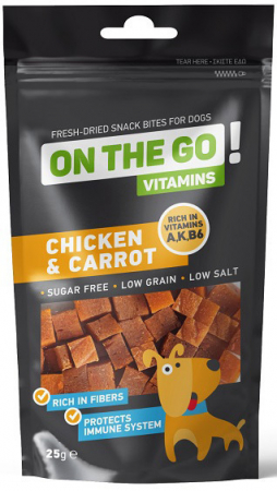 CAINI - On The Go, recompense caini, pui si morcov, 25g