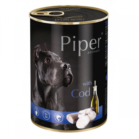Hrana umeda caini - Piper, Hrana umeda pentru caine adult, cod, conserva 400g