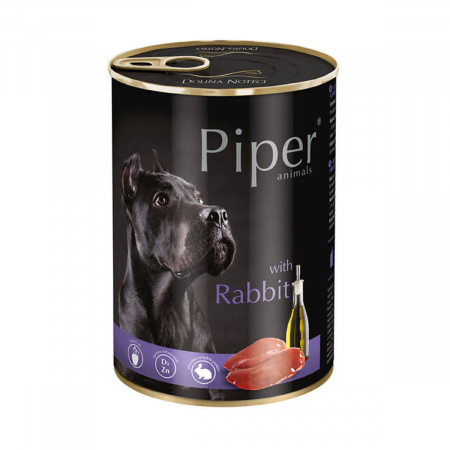 Hrana umeda caini - Piper, Hrana umeda pentru caine adult, iepure si mar, conserva 400g
