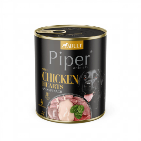 Hrana umeda caini - Piper, Hrana umeda pentru caine adult, inimi pui, conserva 400g