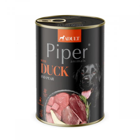 CAINI - Piper, Hrana umeda pentru caine adult, rata si para, conserva 400g