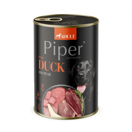 CAINI - Piper, Hrana umeda pentru caine adult, rata si para, conserva 800g