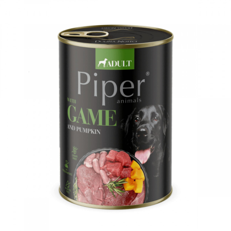 CAINI - Piper, Hrana umeda pentru caine adult, vanat si dovleac, conserva 400g