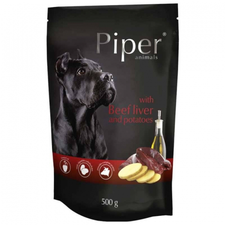 Hrana umeda caini - Piper, plic hrana umeda, caine adult, ficat de vita si cartofi, 150g
