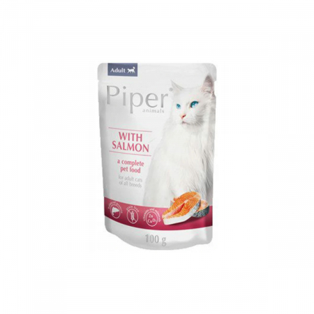 PISICI - Piper, plic hrana umeda, pisici adulte, somon in aspic, 100g