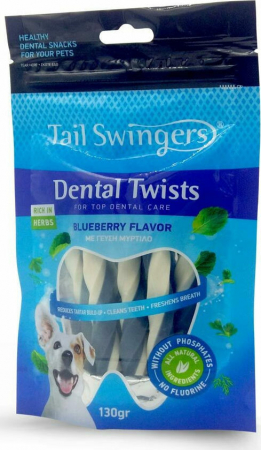 CAINI - Tail Swingers, Dental Twists, Blueberry Flavor, recompense caini, 100g