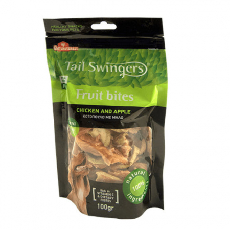CAINI - Tail Swingers, Fruit bites, pui si mar, recompense caini, 100g