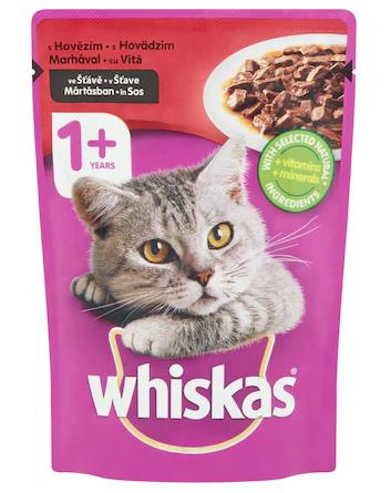 PISICI - Whiskas, plic hrana umeda pentru pisici adulte cu vita in sos,  85g