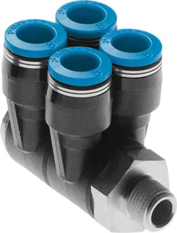 Adaptor pneumatic, QSLV4-1/4-6, 4 cai, intrare R 1/4, iesiri Ø6 mm -  Festo [1]