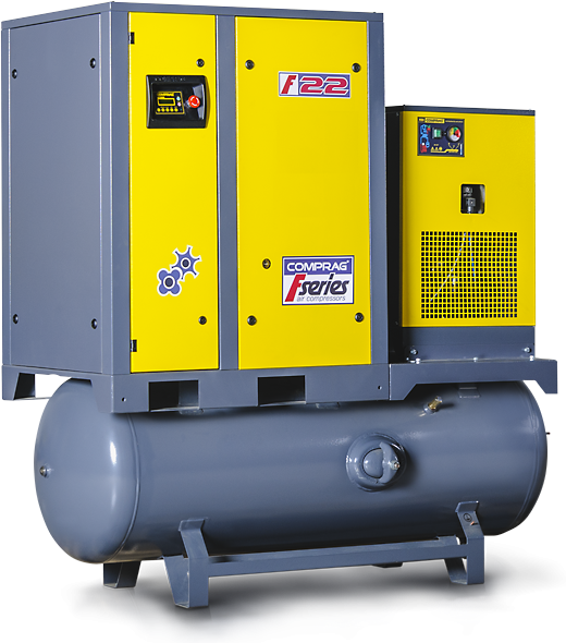 Compresor cu surub cu curele impreuna cu uscator montat pe vas rezervor [1]