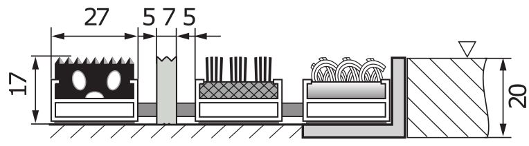Stergator profesional de picioare  EXTERIOR din profile de aluminiu eloxat cu insertii de cauciuc si perii [4]