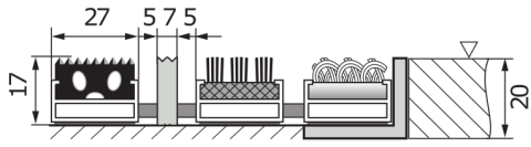 Stergator profesional de picioare  EXTERIOR din profile de aluminiu eloxat cu insertii de cauciuc si perii [3]